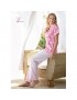 Σατέν Πυζάμα Harmony σε κλασική γραμμή, με εμπριμέ πάνω μέρος και απαλό ροζ παντελόνι, Harmony 22932 - Εγκυμοσύνη